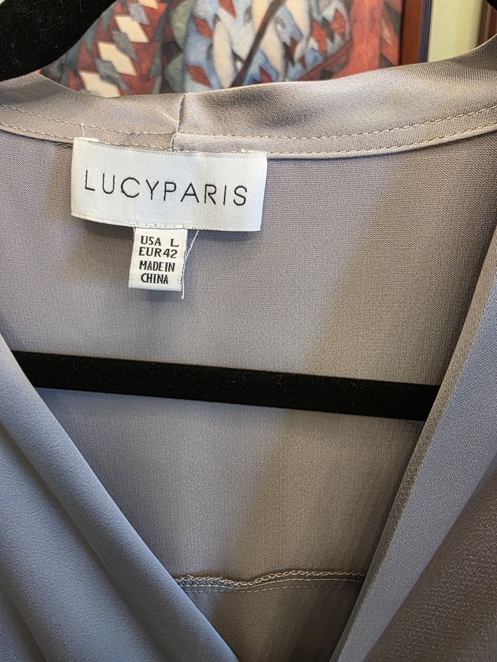 Lucy Paris Gray V-Neck Blouse